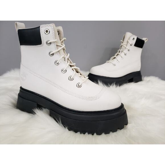 NEW Size 8 TIMBERLAND Sky 6-Inch Lace Up White Nubuck Platform Boots Punk Grunge - Picture 8 of 8